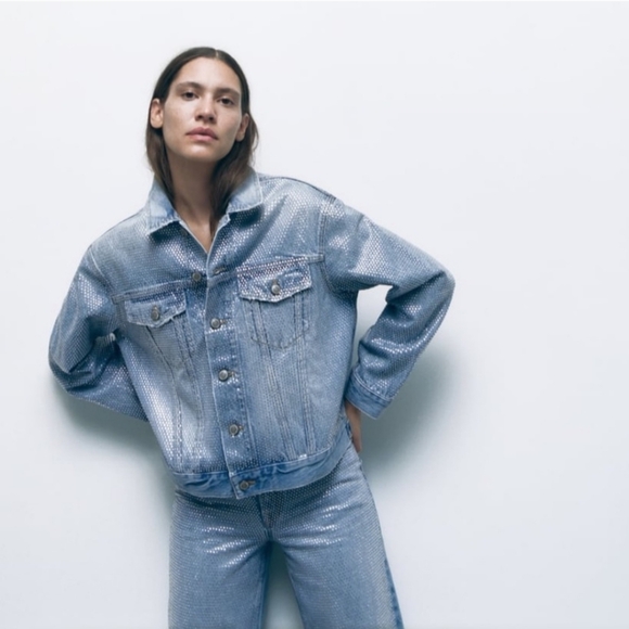 ZARA LIMITED EDITION RHINESTONE DENIM JACKET XS - Picture 4 of 4